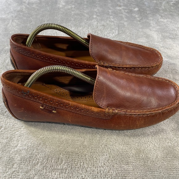 Polo Ralph Lauren Redden Driver Loafers Shoes Mens 8 Brown Leather Beach Coastal main image 12